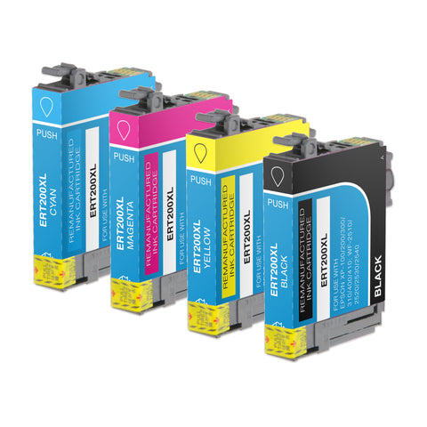 Arthur Imaging Remanufactured Ink Cartridge Replacement for Epson 200XL (1 Black, Cyan, Magenta, Yellow, 4-Pack)