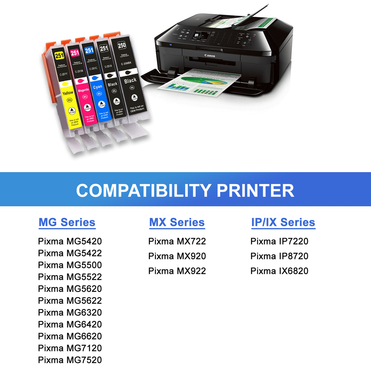 Arthur Imaging Compatible Ink Cartridge Replacement for Canon PGI-250XL CLI-251XL (6 Large Black, 4 Small Black, 4 Cyan, 4 Yellow, 4 Magenta, 22-Pack)