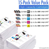 Arthur Imaging 15 Pack Compatible Ink Cartridge Replacement for 270XL 271XL (3 Large Black, 3 Small Black, 3 Cyan, 3 Yellow, 3 Magenta, 15-Pack)